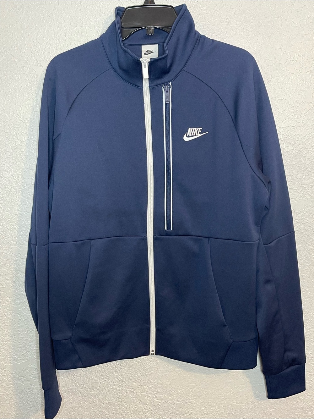 Nike Navy Full-Zip Men's Track Jacket with White Accents